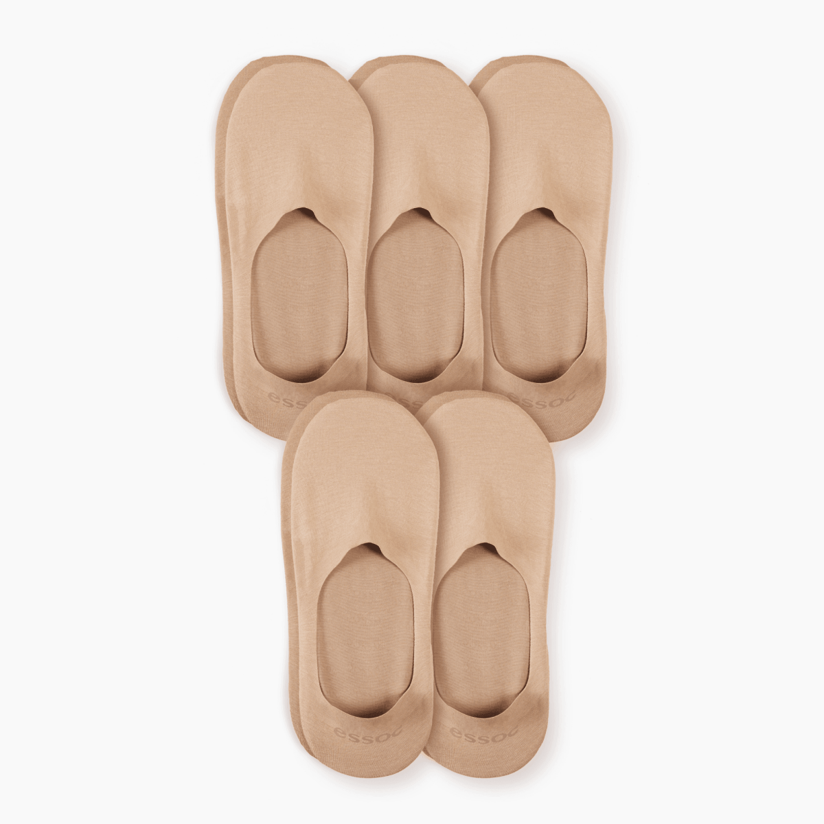 Almond Beige Cotton No Show Socks 5-Pack | essoc