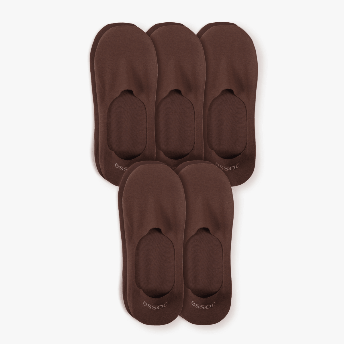 espresso-brown-cotton-no-show-socks-5-pack-essoc-1 - essoc