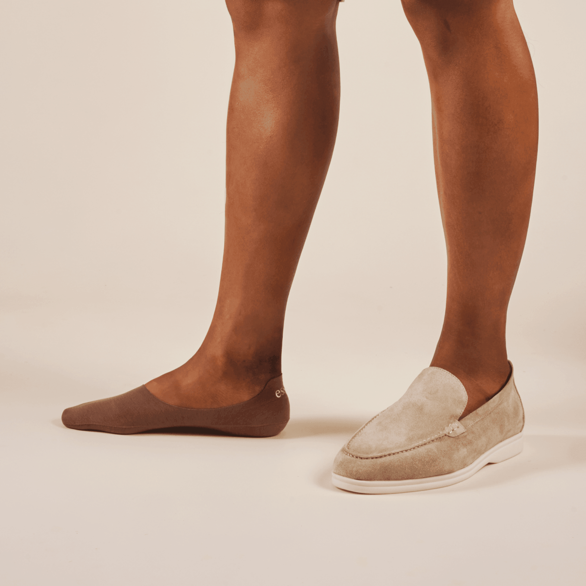 essoc women's and men's tan cotton no show socks for loafers